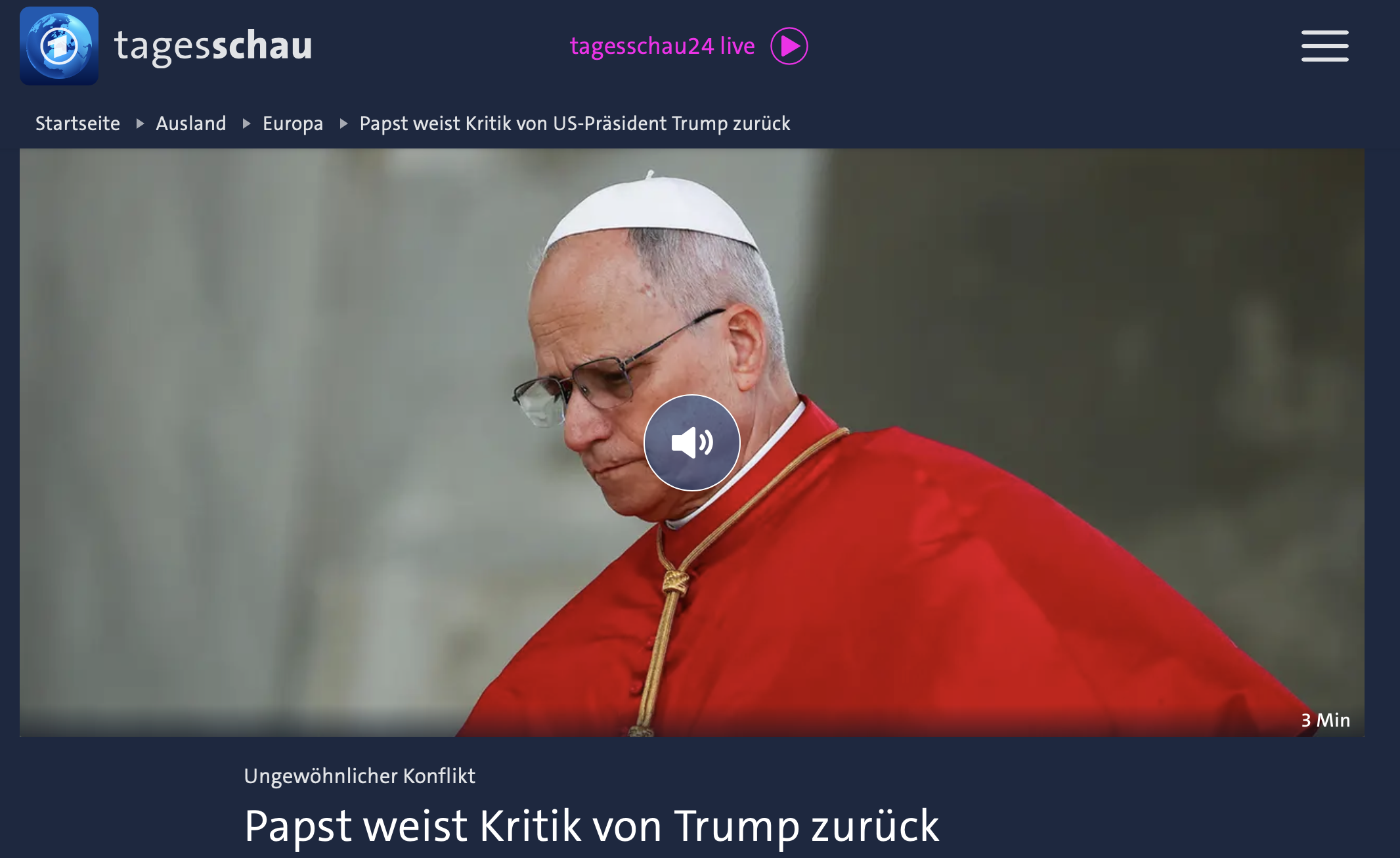 Papst weist Kritik von US-Präsident Trump zurück
